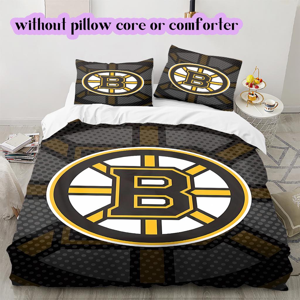 Set cu model logo hochei pe gheață cuvertură cu față de pernă Decorare casă Cadou de ziua de naștere (1*husa de pilotă+ 2*fețe de pernă, fără umplutură)
