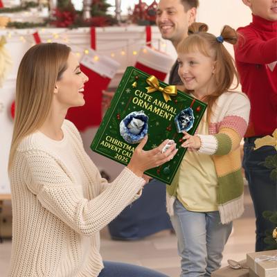 Christmas Countdown Calendar Box 24-Day Advent Calendar Acrylic Forest Animal Hanging Decorations Festive Atmosphere Enhancer