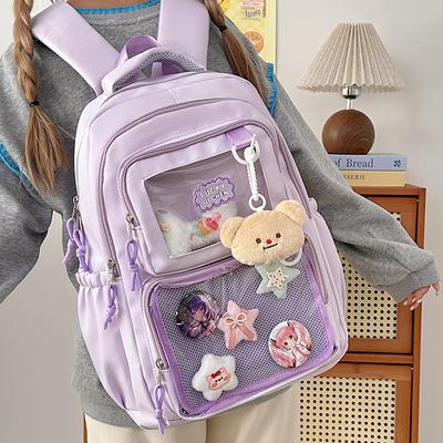 Zaino Bicolore Giapponese per Studentesse, Borsa a Spalla Grande Capacità, Trasparente.