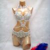 Hot Sale Women's Beaded Crystal Belly Dance Costume Wear Bra+Belt+Necklace 3pc Set Sexy Bellydancing Costumes Clothes