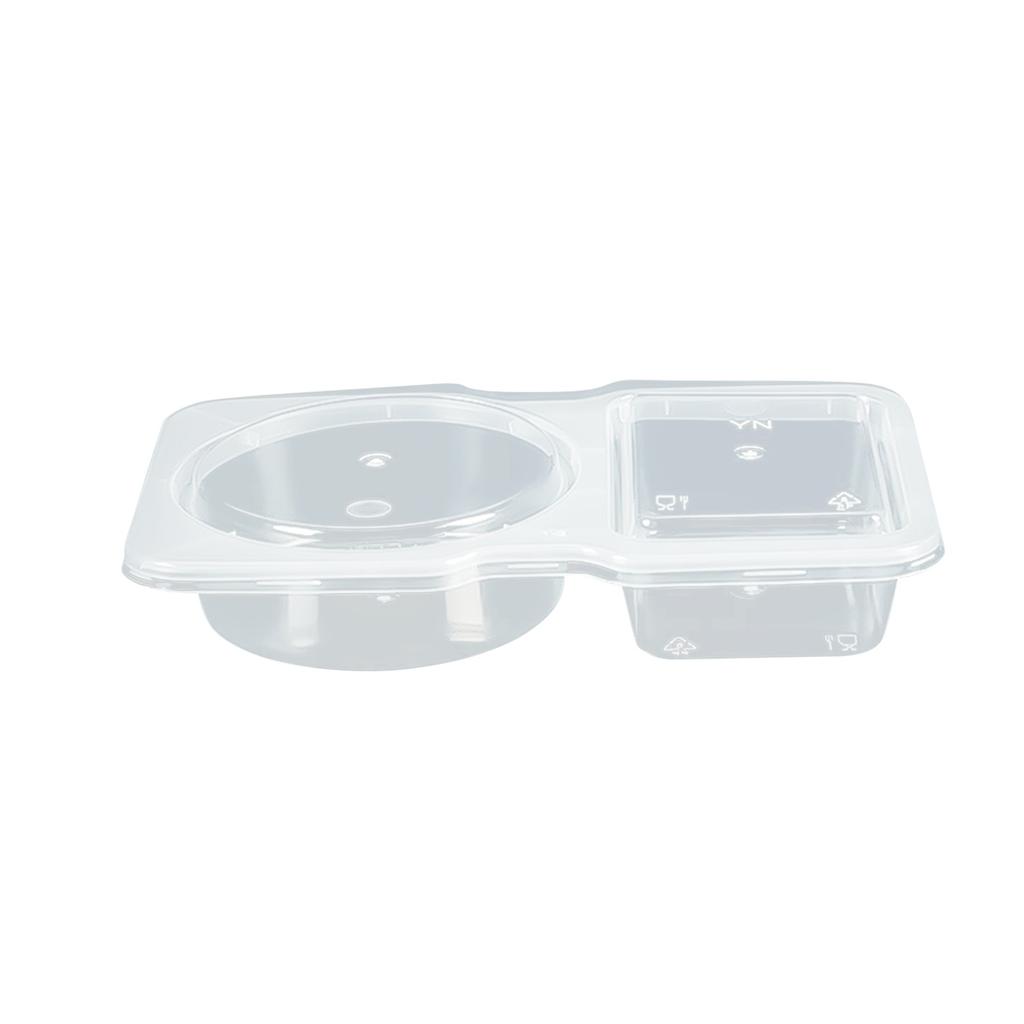 Disposable Dual Compartment Sauce Containers Plastic Portion Cups with Lids for Condiments and Dips Suitable for Food Service and Takeout
