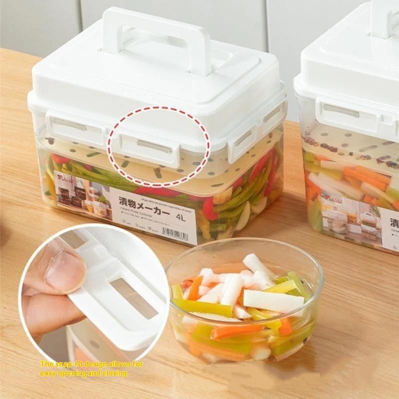 4L Pickle Making Jar with Press Plate Leakproof Kitchen Fermentation Container for Homemade Gherkin Sauerkraut Kitchen Organization
