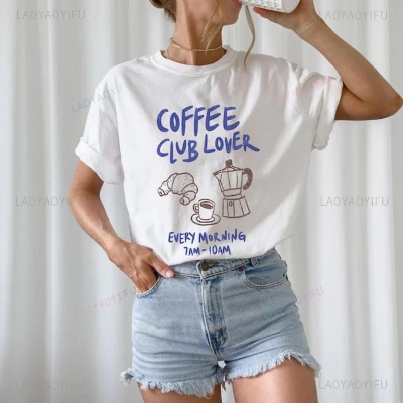 Coffee Club Lover Shirt Coffee  T-Shirt Coffee-Lover G Graphic T Shirts Women Clothing Tops Aesthetic Clothes
