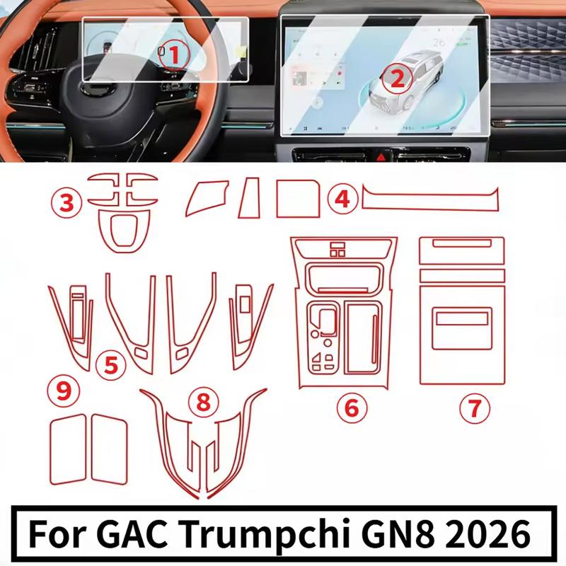 For GAC Trumpchi GN8 2026 PPF Protection Film Transparent TPU LCD GPS Navigation Gear Panel Center Console Car Accessories