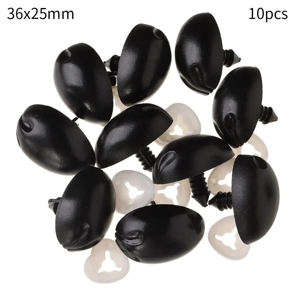 10Pcs Plastic Black Oval Safety Noses Doll Animal Dog Noses for Bear Stuffed Toys DIY Craft Wool Felting Accessories