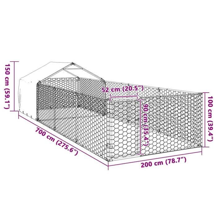 VidaXL Niche d'extérieur pour chien enclos 7x2x1,5 m acier galvanisé, cage de chien d'extérieur, grande cage de chien, niche 3329237