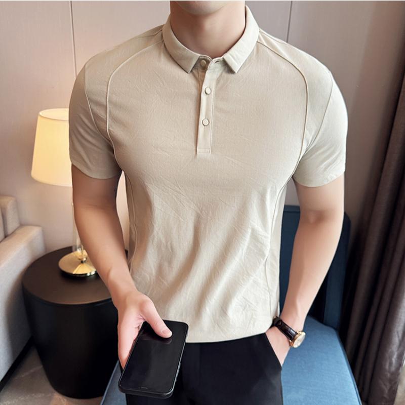 Sommer Baumwoll-Poloshirts Herren Mode Slim Fit Lässig Business Polo-T-Shirt Kurzarm Social Streetwear T-Shirt Tops