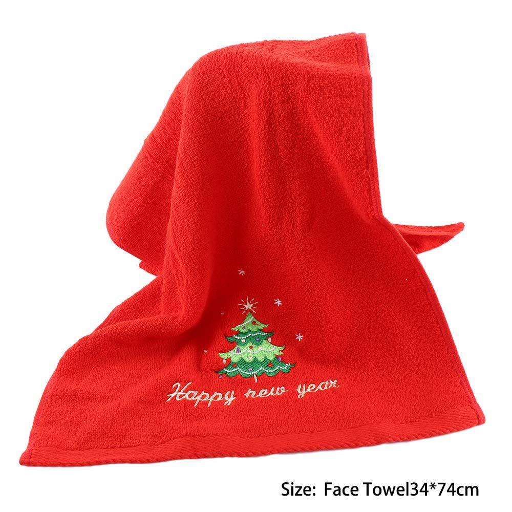New Navidad Xmas Face Towel Christmas Decor Red Santa Claus New Year Gift Home Bathroom Washing Hand Face Towel Cloth Man Woman