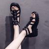 Women's shoes 2025 summer new Roman sandals women's flat thick heel fairy wind hollow platform college wind open-toed shoes