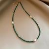 High Quality French Niche Turquoise Beaded Emerald Natural Freshwater Necklace Double Stacked Temperament Women