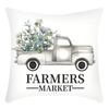 New Green Plant Letter Printing Green Plant Small White Flower Print Pillow Home Sofa Cushion Cover