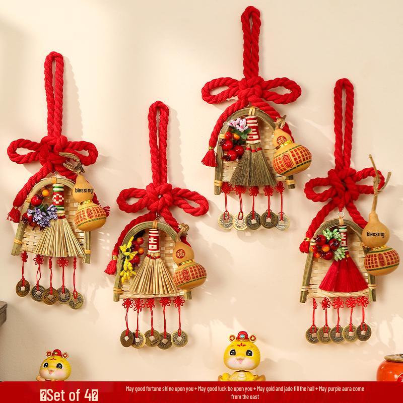 Chinese Knot Gourd Fu Broom Door Pendant - New Home Decoration & Housewarming Gift 2025