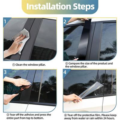 6PCS Glossy Black Window Door Pillar Posts Cover For Ford Taurus 10-19 w/Keypad
