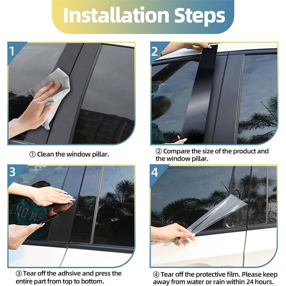 10pcs Glossy Black Pillar Posts Door Window Cover Trim For TOYOTA RAV4 2019-2023