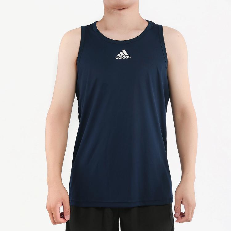 Adidas Logo Print Basketball Tank Top Men Tops Navy DX6732