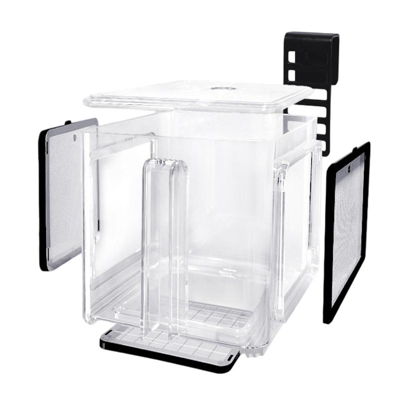 תיבת בידוד אינקובציה לדגיגים אקווריום אקרילי מיכל דגים רשת נירוסטה ניתנת להסרה חדר גידול דגיגים קטנים לקישוט