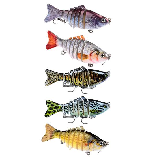 3/5Pcs Fishing Lures 3D Swimming Bait with Treble Hooks Realistic Looking Bright Colors Compact Portable Hard Bait Artificial Lure