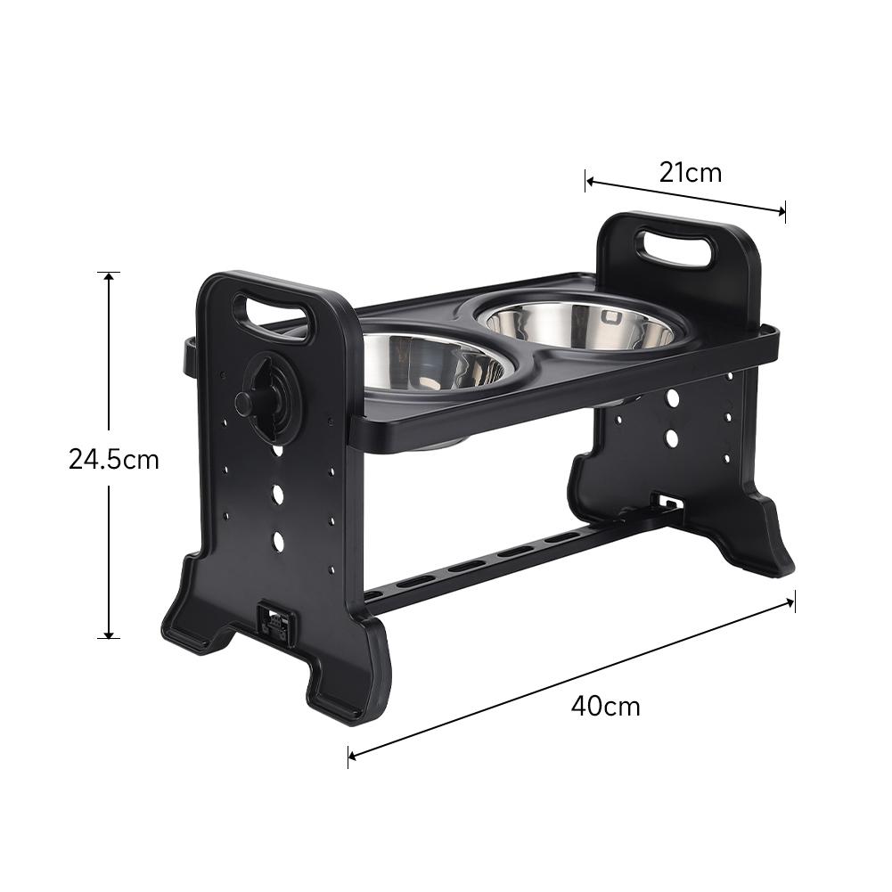 Tieker Height Adjustable Pet Feeding Bowl Elevated Feeder With 2 Stainless Steel Bowls Dog Bowl For Water And Food Feeding