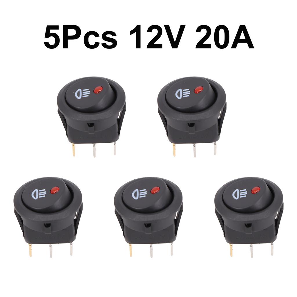 DC 12V 20A On Off Rocker Switch Unit with Red LED Fog Light Symbol Suitable for Car Van and Truck Installations