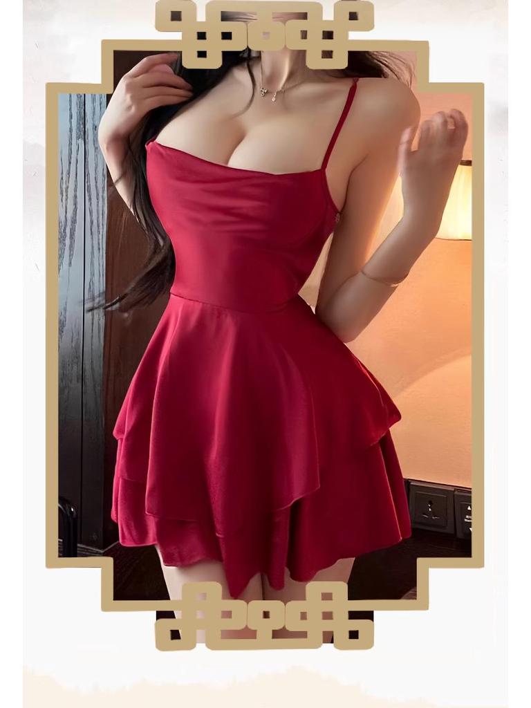 Seductive Lingerie Set: Hot Low-Cut Backless Nightdress with Open-Front Robe