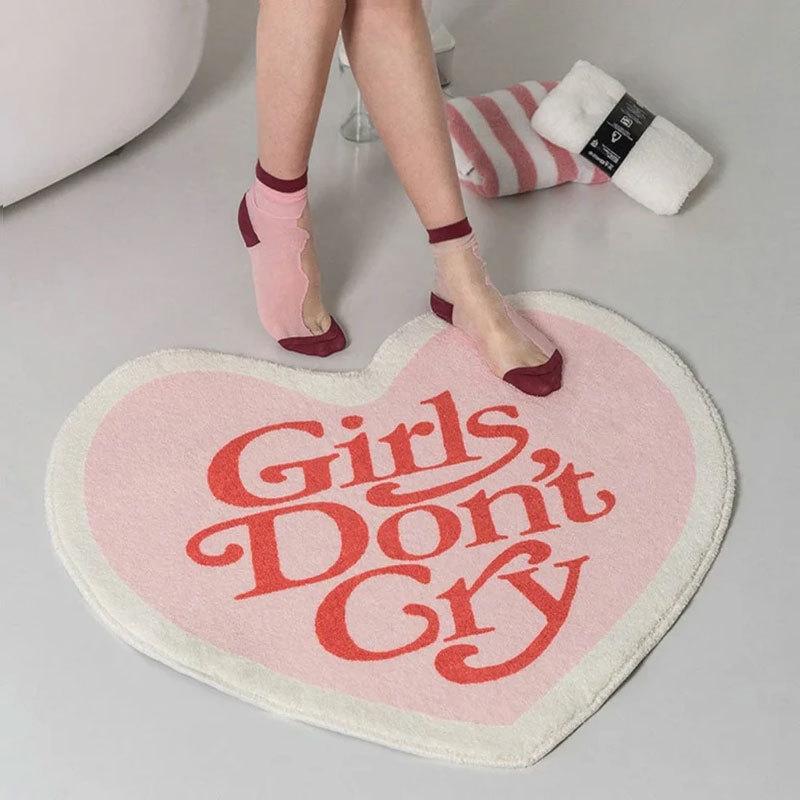 Tappeto a Forma di Cuore Morbido per Ragazza/Donna Tappetino Assorbente da Pavimento Rosa Tappeto a Forma di Cuore