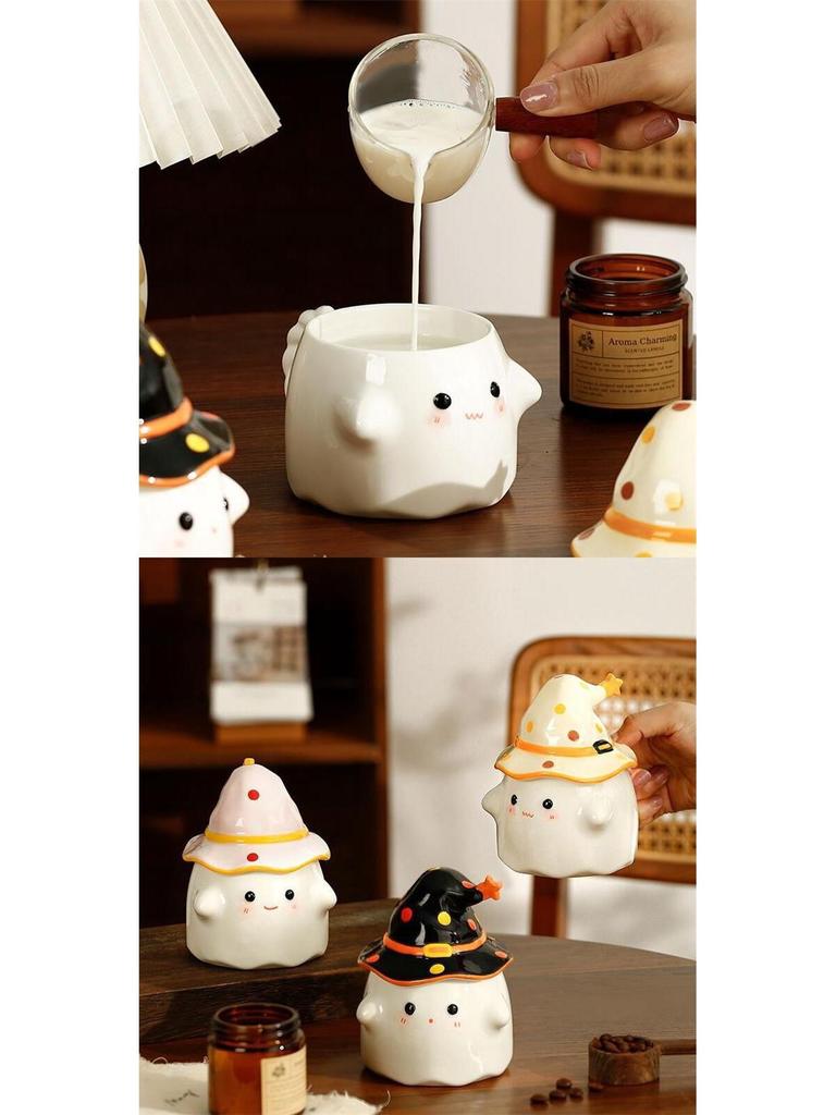 Quirky Ghost Ceramic Mug with Lid - Unique Birthday or Graduation Gift for Her