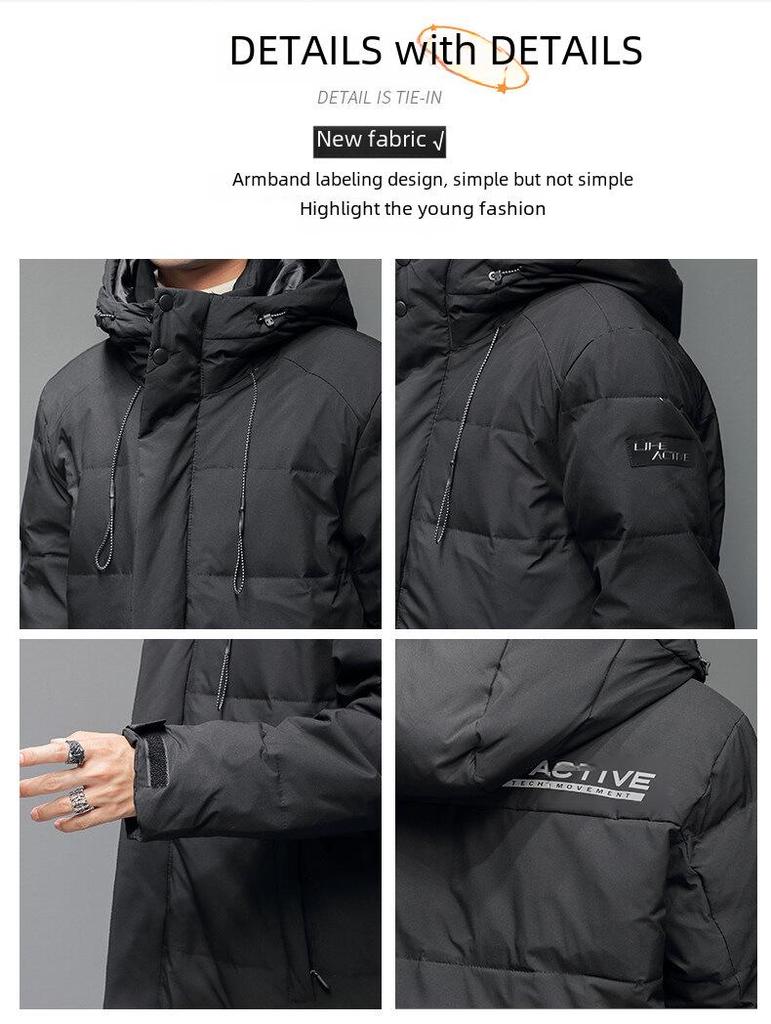 Men's Korean Style Thickened Down Jacket, Fashionable Mid-Length Warm Coat for Couples