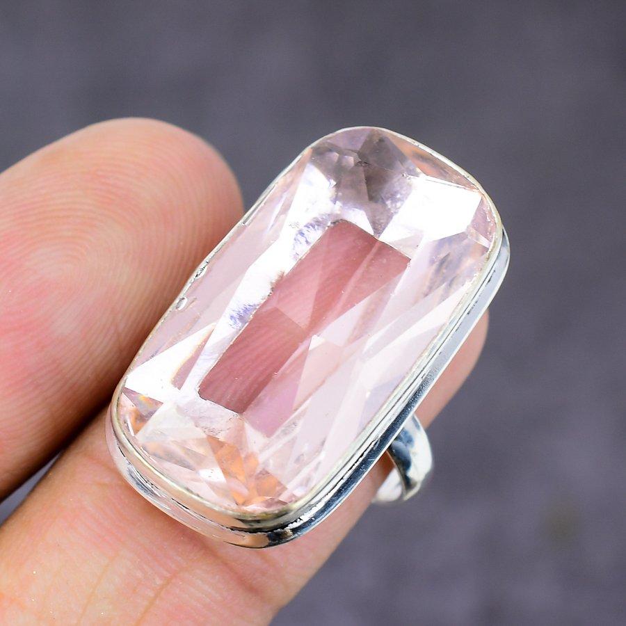 Pink Kunzite Gemstone 925 Sterling Silver Gift Jewelry Ring Size 8
