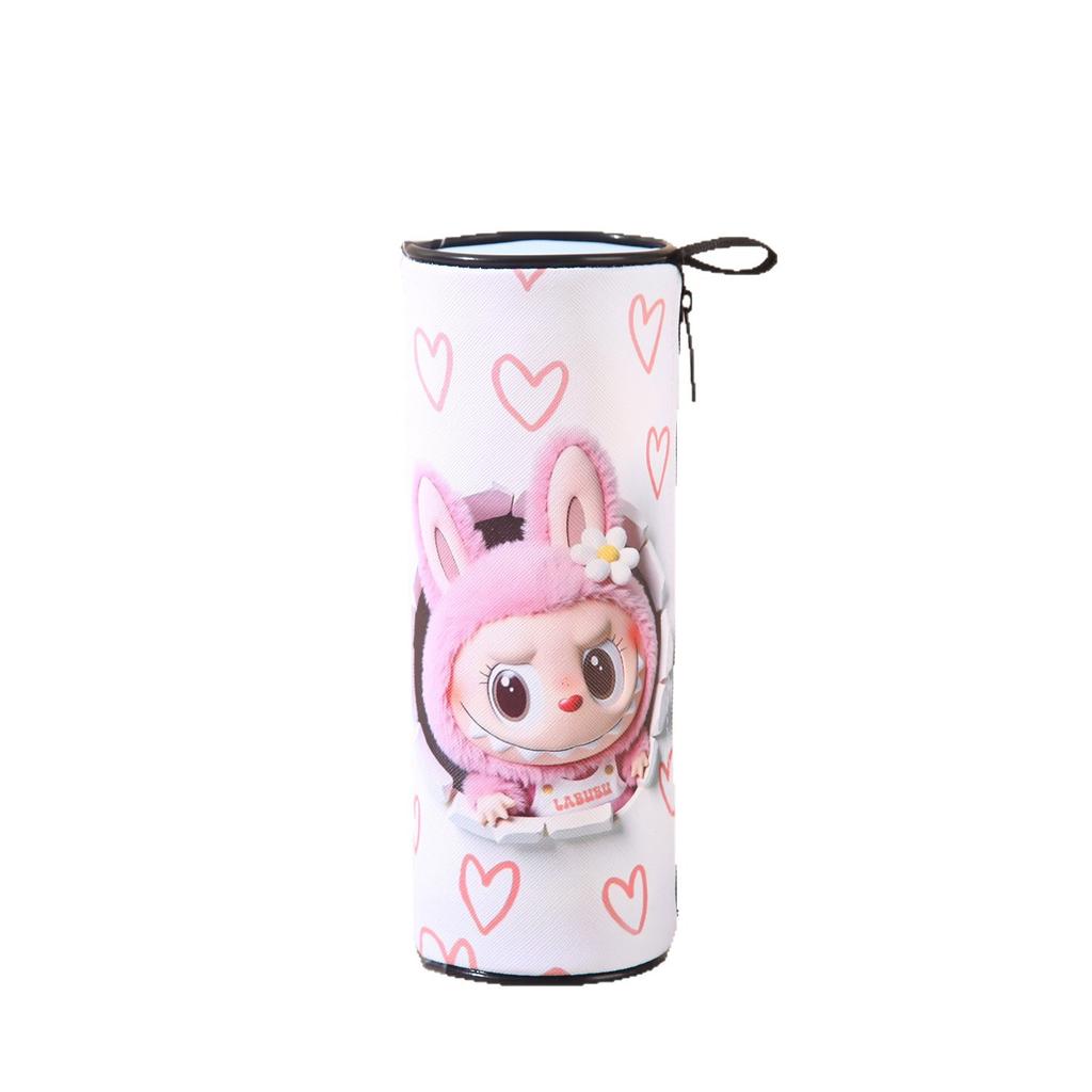 Cute Cartoon Little Monster Cylinder Stationery Case Pencil Case Large Capacity Student School Supplies Stationery Storage