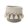 Panier de rangement tissé en corde de coton Style bohème Boîte de rangement ronde pour pinceaux de maquillage Panier de rangement léger avec pompons