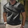 Men Gradient Polo Shirt Short Sleeve 3d Print Tops Fashion Polyester Breathable Comfortable Polos Shirts