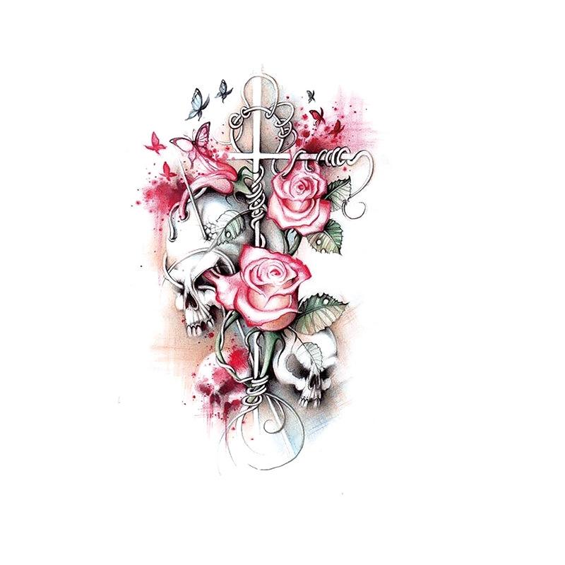 Elch Tattoo Aufkleber Schöne Frau Aquarell Wind Amazon Set Wasser Transfer Sexy Blume Arm Wasserdichter Tattoo Aufkleber