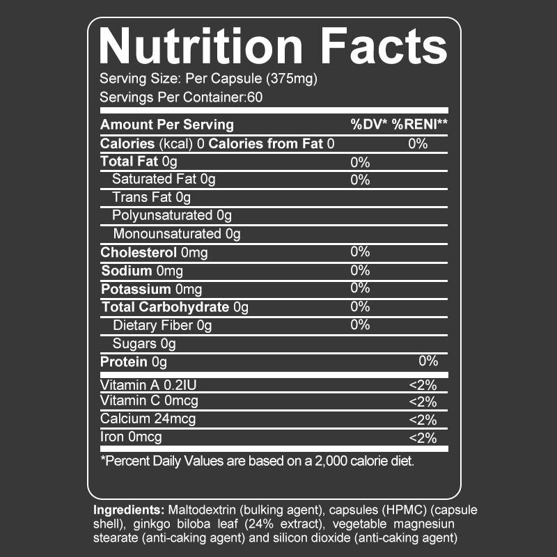 Ginkgo leaf, Brain Health Supplements, 120 Capsules