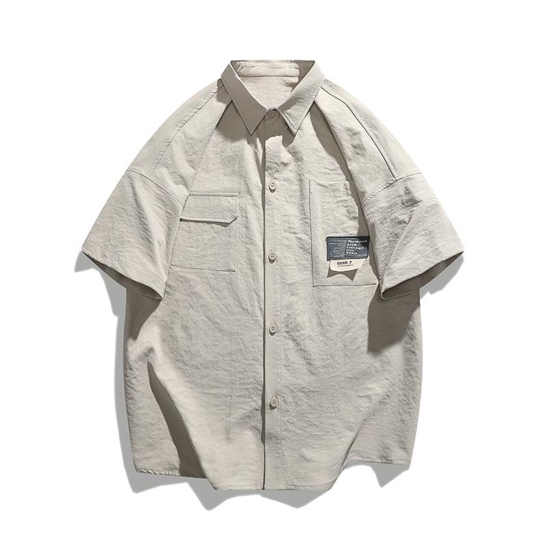 Men's Summer Short-sleeved Shirt Stand-up Collar Large Size Short-sleeved Loose Casual Short-sleeved