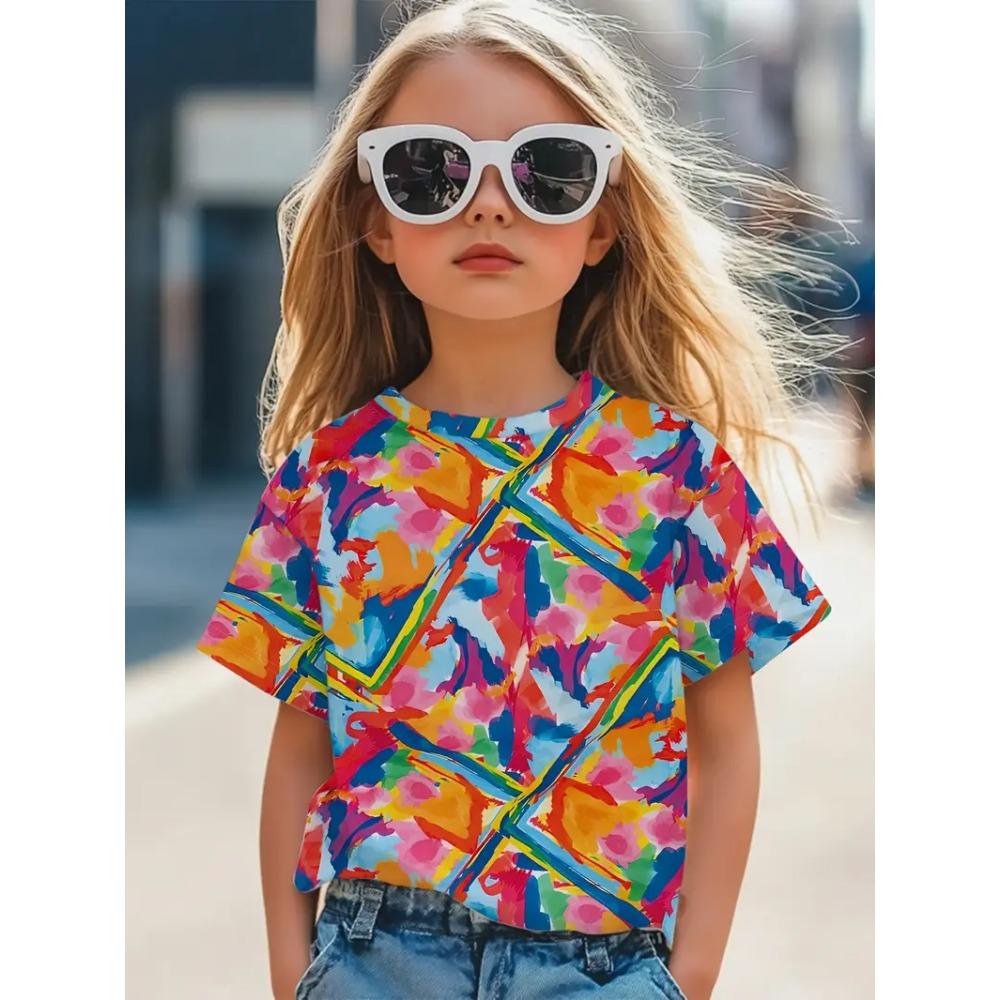 Children's Clothing Girls T-Shirt Fashion Short Sleeve Tee Summer Clothes 3D Print Children Tops Cartoon Breathable Kids T-Shirt