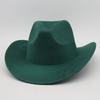 Top Hat New Amazon Hot-Selling Western Denim Curled Brim Concave Convex Top Retro Riding Hat Men'S And Women'S Woolen Felt Hat