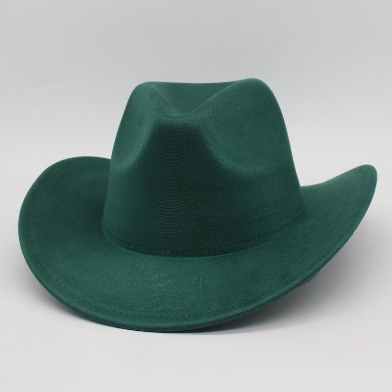 Top Hat New Amazon Hot-Selling Western Denim Curled Brim Concave Convex Top Retro Riding Hat Men'S And Women'S Woolen Felt Hat