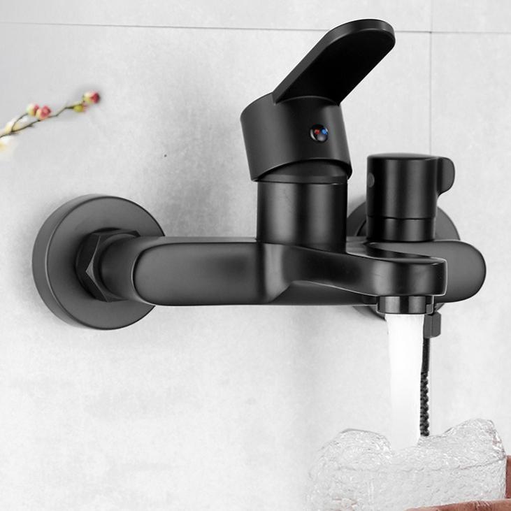 Bathtub Faucet Black Shower Faucet Mixing Valve Side-opening Triple Faucet Hot and Cold Mixer Faucet Bathroom Accessories