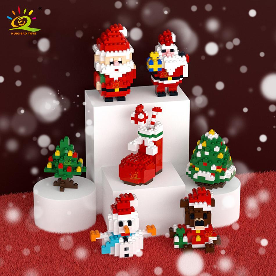 Mini Klocki Boże Narodzenie Święty Mikołaj Model Mikro Klocki Zabawka Budowlana Dla Dzieci Bałwan Zabawka Dziecięca Prezent Świąteczny