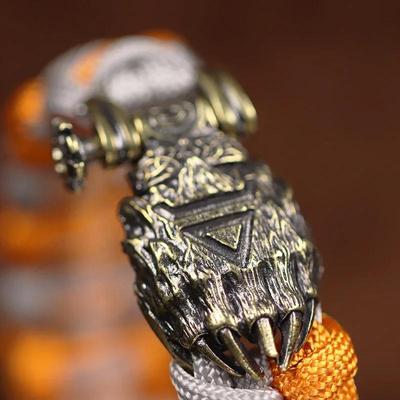 Fivela de latão com garra de urso EDC para atividades ao ar livre, faça você mesmo, pulseiras de paracord, acessórios de sobrevivência, cordão de corda retrô para guarda-chuva, contas