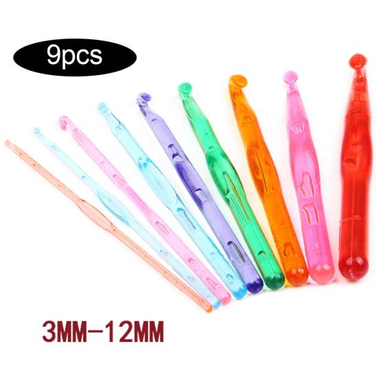 9Pcs/Set 3-12mm Colorful Crochet Needles Hooks Weave Crafts DIY Knitting Tools