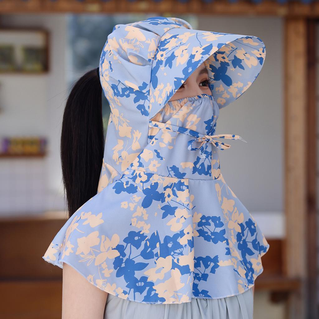Outdoor sunscreen cap, windproof and dustproof, face protection, neck protection, shawl hat, female cycling sun hat, face mask, integrated tea picking