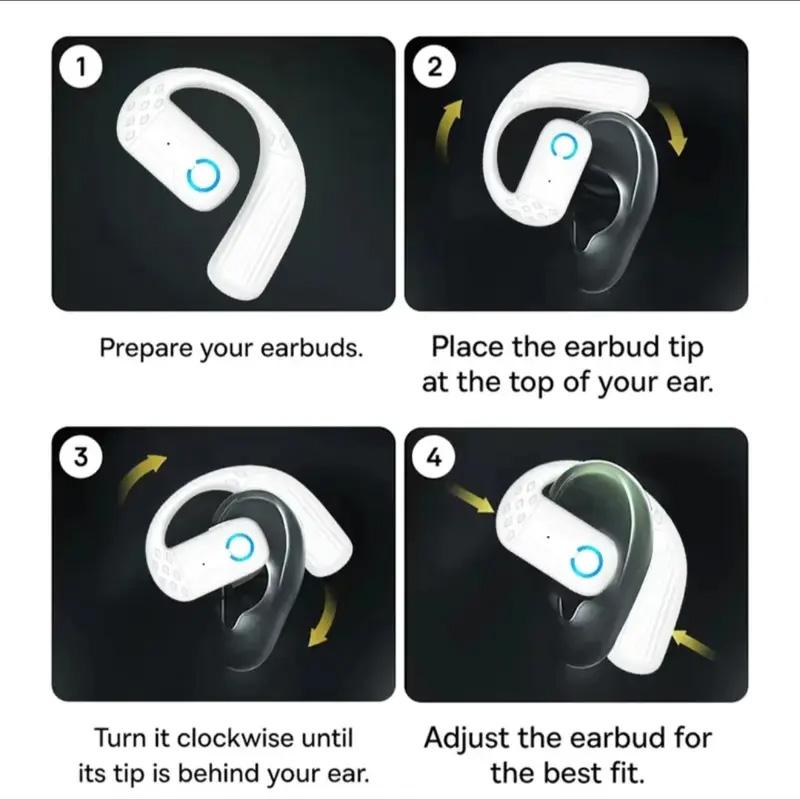 Wireless Bluetooth 5.4 Earphone 180° Rotation Ear Hook HIFI Stereo With MIC HD Call Open Single Ear Headset For Game Music Sport