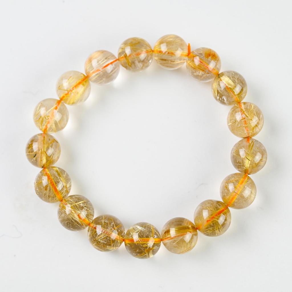 Jewelry Town Shosenkyo Rutilated Quartz 17cm Inner Power Stone for Good and Work [Eigado] Bracelet, 12.5mm Beads, Diameter, Fortune, Money,