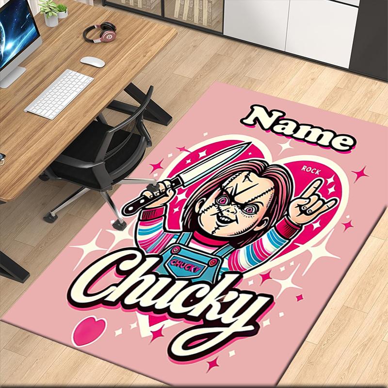 Custom Name Chucky Printed Carpet, for Office Chair Living Room Bedroom Kitchen Room Decor Gifts.