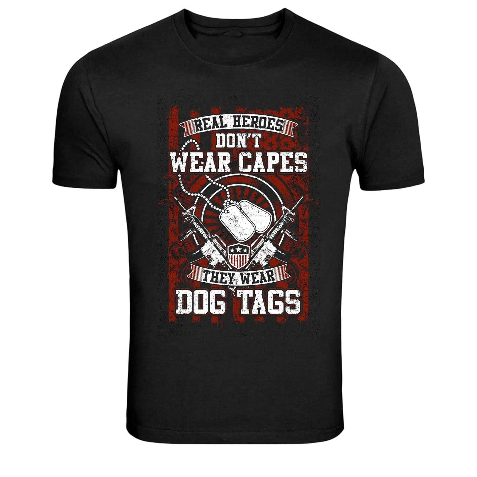 Real Heroes Wear Dog Tags Military Veteran Graphic T-Shirt 4XL