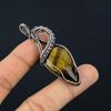 Tiger Eye Pendant, Handmade Gemstone 999 Copper Wire Wrapped Pendant Antique Jewelry, For Gift Silver Jewelry
