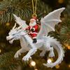Novelty Festive Wall Decorations 2Pcs Santa Dragon Rider Christmas Ornament, 2D Acrylic Flying Handcrafted Hanging Ornaments Claus Decor, Tree