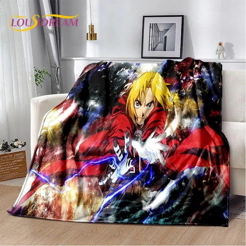 Fullmetal Alchemist Anime Cartoon Soft Plush Blanket,Flannel Blanket Throw Blanket for Living Room Bedroom Bed Sofa Picnic Cover