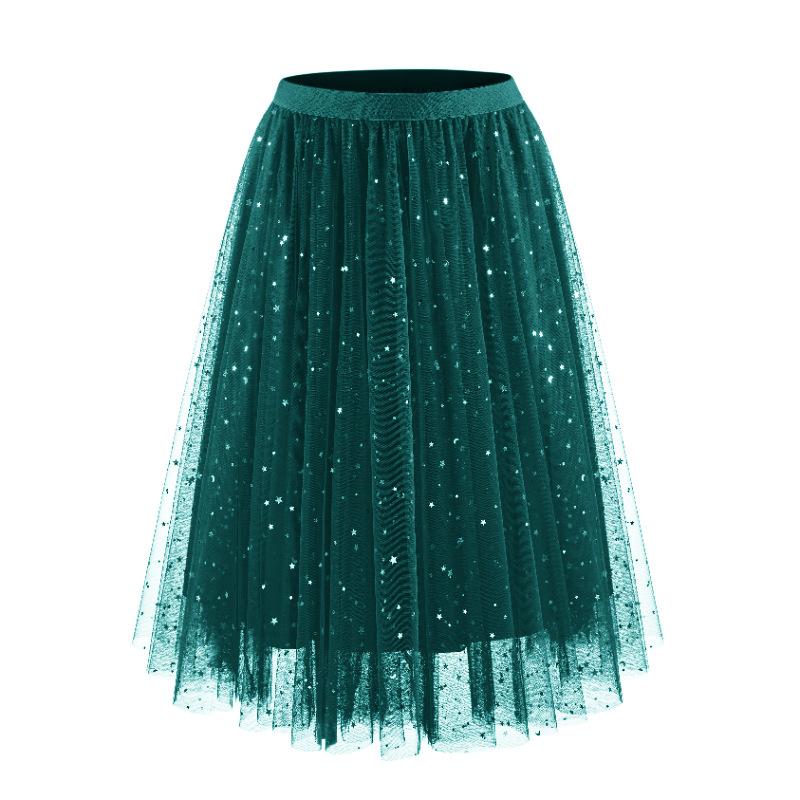 Spring Summer Single-layer Skirts Tutu Skirts Puff Skirts Star and Moon Sequin Multi-panel Tulle  Fluffy Layered Tulle Tutu Skirt S